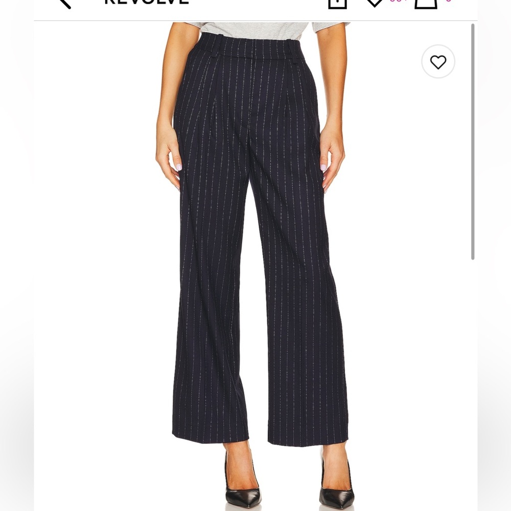 NWT Favorite Daughter Shortie Navy Pinstripe Pant